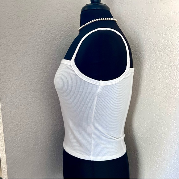 PUBLIK WHITE RIBBED CROP TOP TANK - Picture 2 of 6